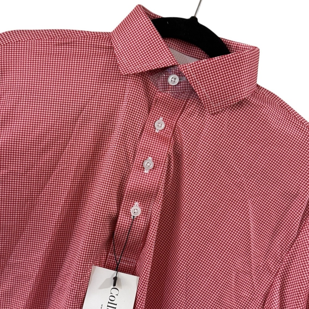 Collars and Co Dress Collar Polo Shirt Mens S Red White Gingham Check‎ Golf New